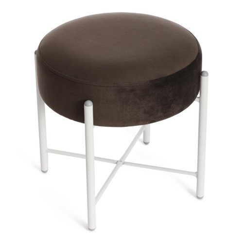 Банкетка AMBER, металл, ткань, 41*41*40 см, темно-коричневый/белый