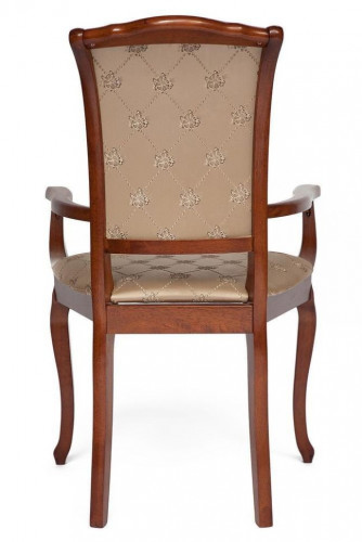 Кресло Geneva (GN-AC ), дерево гевея, 60х54х96см, MAF Brown, ткань золотистые цветы (SK-GF)