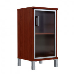 Шкаф-колонка низкая со стеклянной дверью в AL-рамке B 411.4(R) Бургунди 475х450х920 BORN