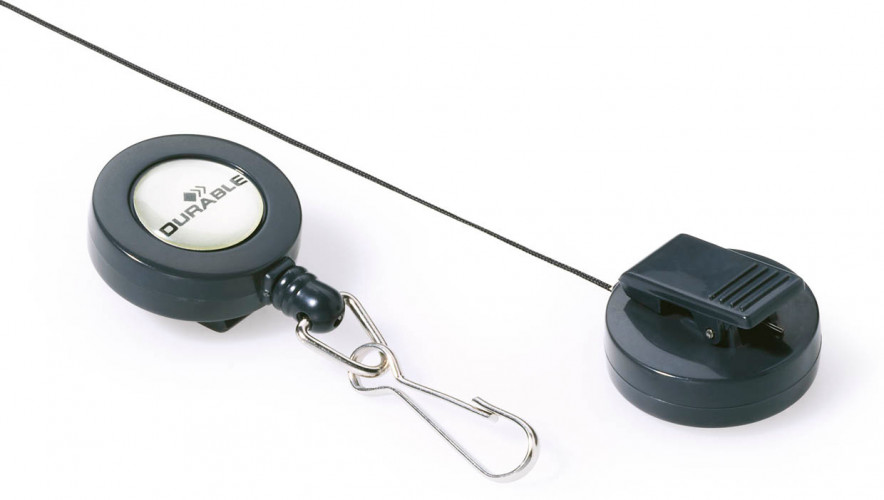 Рулетка для бейджа Durable 8221-58 80см карабин серый (упак.:10шт)