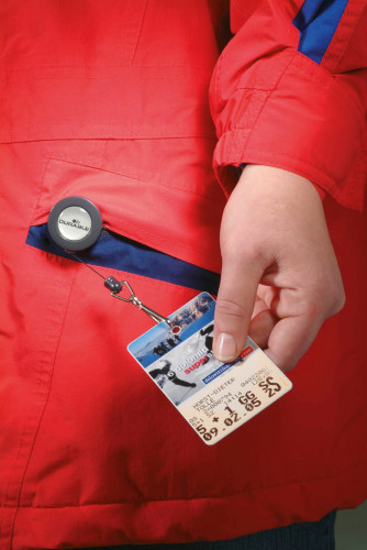 Рулетка для бейджа Durable 8221-58 80см карабин серый (упак.:10шт)