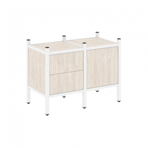 Loft Прямой стеллаж наборный VR.L-01 Денвер светлый/Белый металл 862*446*636