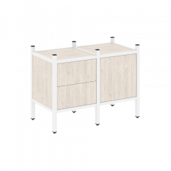 Loft Прямой стеллаж наборный VR.L-01 Денвер светлый/Белый металл 862*446*636