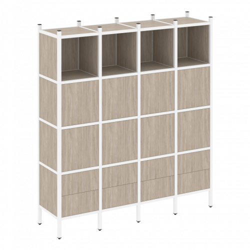 Loft Прямой стеллаж наборный VR.L-09 Дуб аттик/Белый металл 1694*446*1869