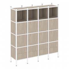 Loft Прямой стеллаж наборный VR.L-09 Дуб аттик/Белый металл 1694*446*1869