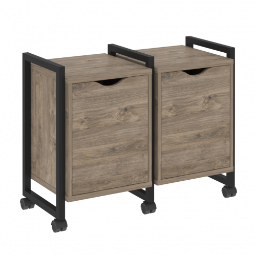 Loft Тумба на колесных опорах наборная. Вариант №2 VR.L-TN-2.K Тиквуд тёмный/Чёрный металл 970*460*767