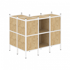 Loft Угловой внешний стеллаж наборный VR.L-51 Тиквуд светлый/Белый металл 862*1278*1047