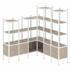 Loft Угловой внутренний стеллаж наборный VR.L-41 Дуб аттик/Белый металл 1694*1694*1869