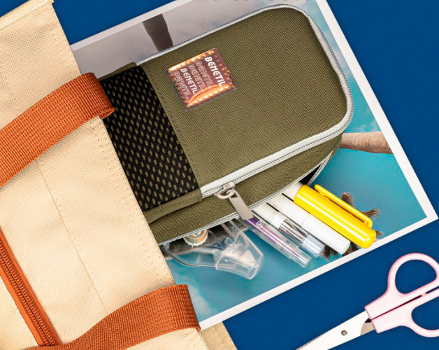 Пенал Deli 66961 ассорти 3отд. 225х80х50 ткань