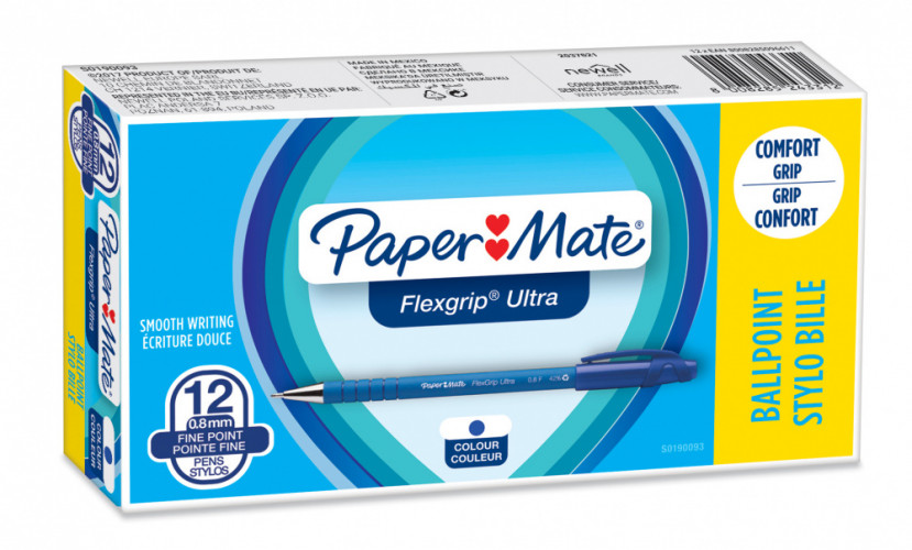 Ручка шариков. Paper Mate Flexgrip Ultra (S0190093) фиолетовый d=1мм син. черн. одноразовая ручка обрез.корпус резин. манжета