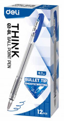 Набор ручек шариков. Deli Think EQ2-BL-P прозрачный/синий d=0.7мм син. черн. (12шт)
