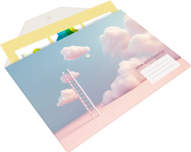 Конверт на кнопке Silwerhof CLOUD A4 пластик 0.25мм