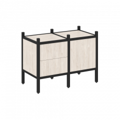 Loft Прямой стеллаж наборный VR.L-01 Денвер светлый/Чёрный металл 862*446*636