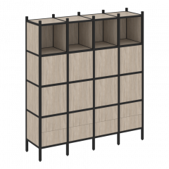 Loft Прямой стеллаж наборный VR.L-09 Дуб аттик/Чёрный металл 1694*446*1869