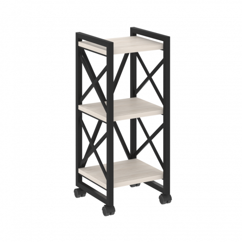 Loft Стеллаж на колесных опорах-3 полки VR.L-MST.K-3.4 Денвер светлый/Чёрный металл 400*400*968