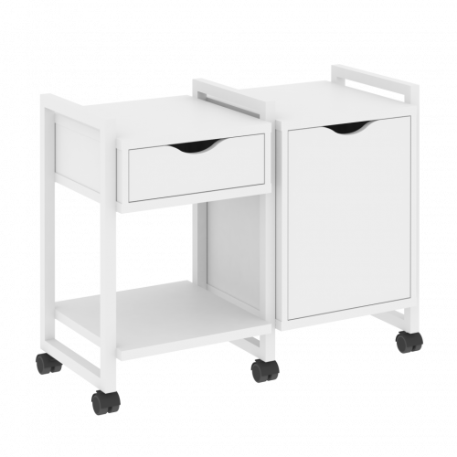 Loft Тумба на колесных опорах наборная. Вариант №3 VR.L-TN-3.K Белый бриллиант/Белый металл 970*460*767