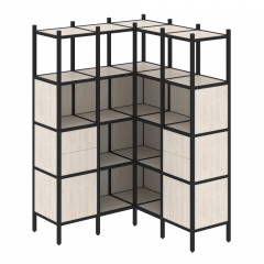 Loft Угловой внутренний стеллаж наборный VR.L-33 Денвер светлый/Чёрный металл 1278*1278*1869