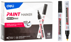 Маркер краска Deli EU500-BK пулевидный пиш. наконечник 2мм черный