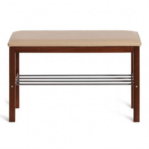 Банкетка BERYL, дерево / экокожа, 67*31*49 см, темный орех/бежевый