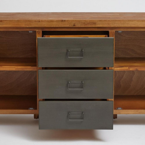 Комод Secret De Maison CITY ( mod. CTY D01ABOIS2-180 ), металл/дерево акация, 180х45х80см, коричневый дым (smoke brown B034)