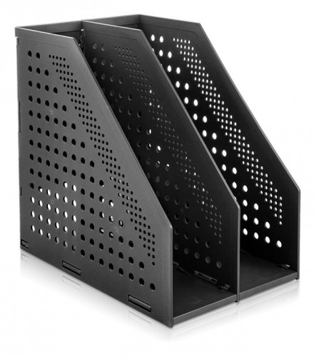 Лоток вертикальный Deli 78999Black 2отд. складной A4 168х255х243мм черный пластик