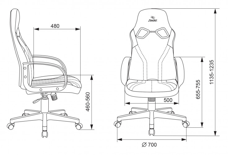 Кресло игровое Zombie RUNNER черный/желтый эко.кожа крестов. пластик