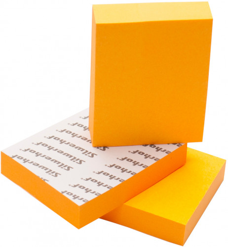 Блок самоклеящийся бумажный Silwerhof 38x51мм 100лист. 75г/м2 неон оранжевый европодвес (упак.:3шт)