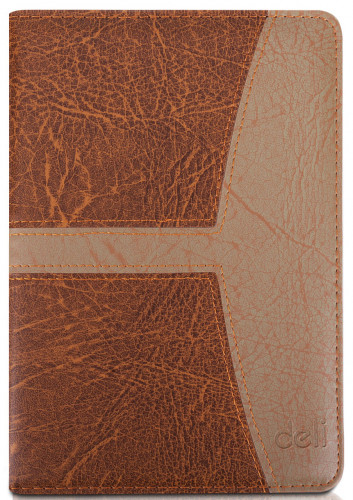Блокнот Deli 7921 205х143мм искусст. кожа 160л светло-коричневый/коричневый