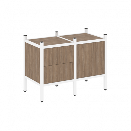 Loft Прямой стеллаж наборный VR.L-01 Дуб аризона/Белый металл 862*446*636