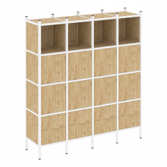 Loft Прямой стеллаж наборный VR.L-09 Тиквуд светлый/Белый металл 1694*446*1869