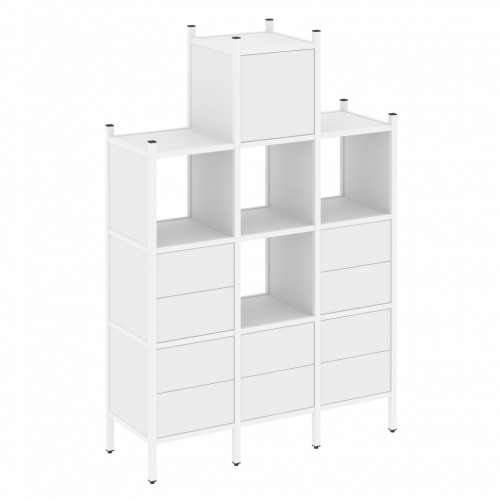 Loft Прямой стеллаж наборный VR.L-18 Белый бриллиант/Белый металл 1278*446*1869