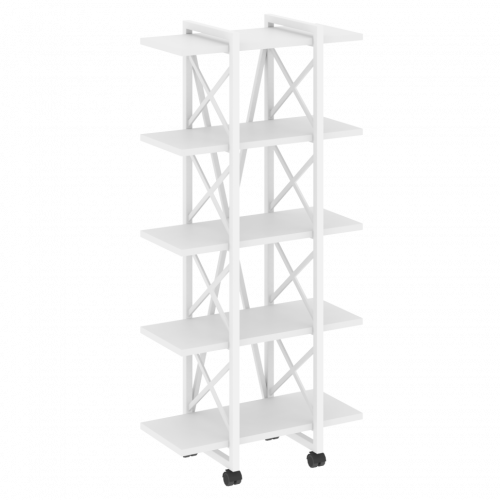 Loft Стеллаж на колесных опорах-5 полок VR.L-MST.K-5.4V Белый бриллиант/Белый металл 800*400*1704