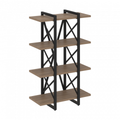 Loft Стеллаж на регулируемых опорах-4 полки VR.L-MST.O-4.4V Дуб аризона/Чёрный металл 800*400*1280