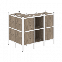 Loft Угловой внешний стеллаж наборный VR.L-51 Тиквуд тёмный/Белый металл 862*1278*1047