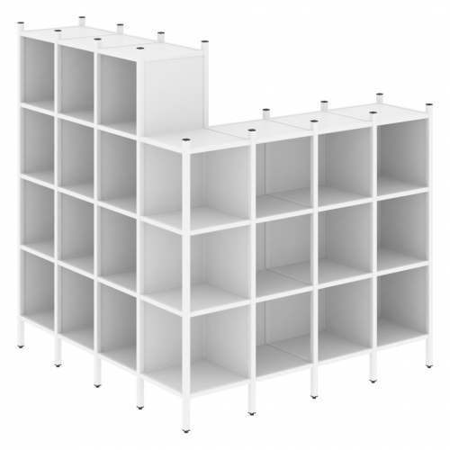 Loft Угловой внешний стеллаж наборный VR.L-60 Белый бриллиант/Белый металл 1694*1694*1869