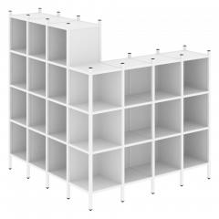 Loft Угловой внешний стеллаж наборный VR.L-60 Белый бриллиант/Белый металл 1694*1694*1869