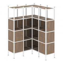 Loft Угловой внутренний стеллаж наборный VR.L-33 Дуб аризона/Белый металл 1278*1278*1869