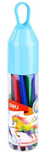 Фломастеры Deli EC10506 ColoRun трехгр. Вентилируемый смываемые 12цв. пластиковая туба
