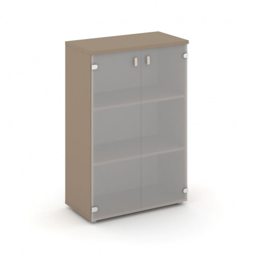 Estetica Шкаф сред. широкий (2 сред. фасада стекло) ES.ST-2.4 Латте/Сатин матовый 800*420*1207
