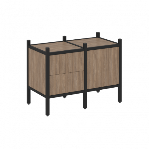 Loft Прямой стеллаж наборный VR.L-01 Дуб аризона/Чёрный металл 862*446*636