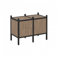 Loft Прямой стеллаж наборный VR.L-01 Дуб аризона/Чёрный металл 862*446*636