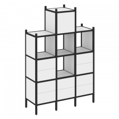 Loft Прямой стеллаж наборный VR.L-18 Белый бриллиант/Чёрный металл 1278*446*1869