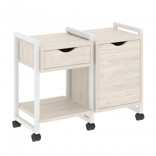 Loft Тумба на колесных опорах наборная. Вариант №3 VR.L-TN-3.K Денвер светлый/Белый металл 970*460*767