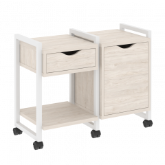 Loft Тумба на колесных опорах наборная. Вариант №3 VR.L-TN-3.K Денвер светлый/Белый металл 970*460*767