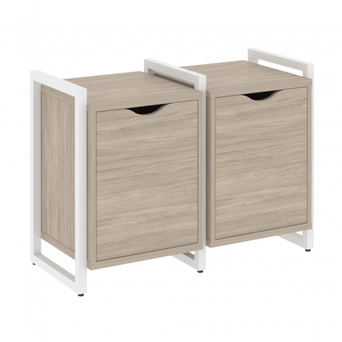 Loft Тумба на регулируемых опорах наборная. Вариант №2 VR.L-TN-2.O Дуб аттик/Белый металл 970*460*719