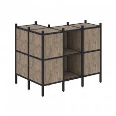 Loft Угловой внешний стеллаж наборный VR.L-51 Тиквуд тёмный/Чёрный металл 862*1278*1047