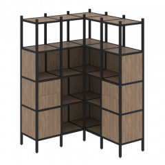 Loft Угловой внутренний стеллаж наборный VR.L-33 Дуб аризона/Чёрный металл 1278*1278*1869