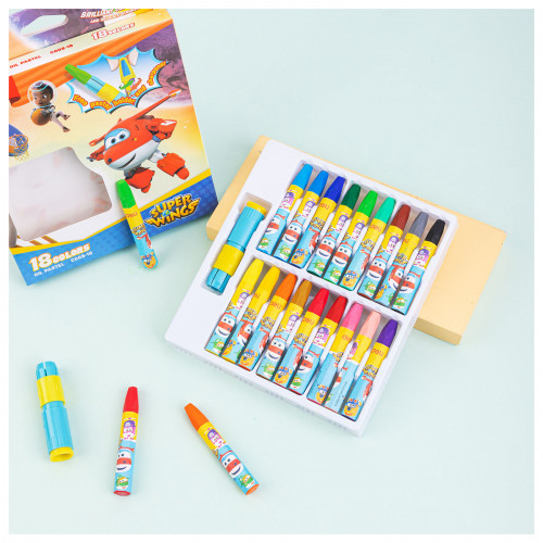 Масляная пастель Deli EC009-18 Super Wings шестигранные 18цв. картон.кор./европод.