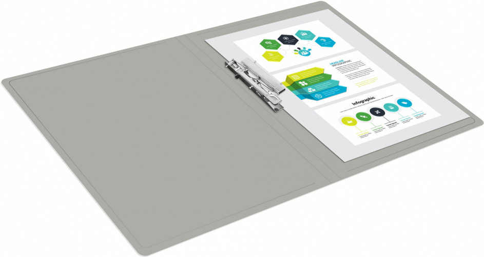 Папка метал.зажим Бюрократ -PZ05CGREY A4 пластик 0.5мм торц.наклейка серый