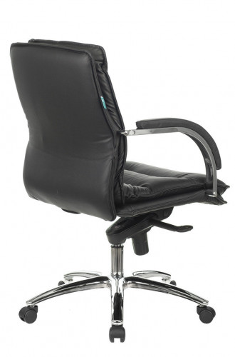 Кресло руководителя Бюрократ T-9927SL-LOW черный кожа низк.спин. крестов. металл хром